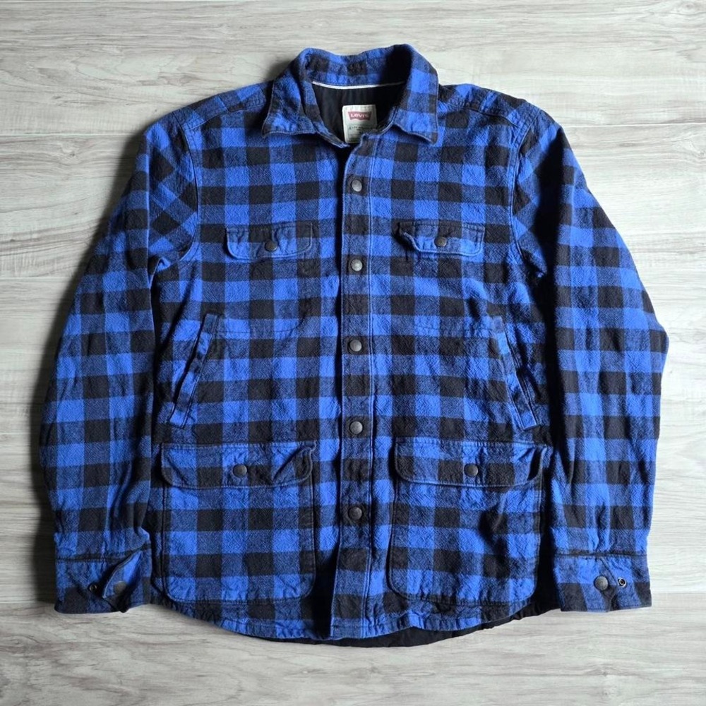 Levi's Flannel Plaid Light Jacket Multi Pocket